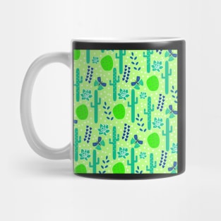 Cacti and butterflies in green Mug